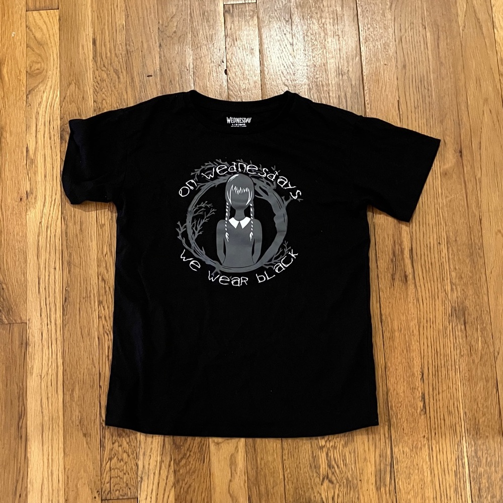 Wednesday on Wednesday we wear black girls l/g (10/12) black graphic tshirt